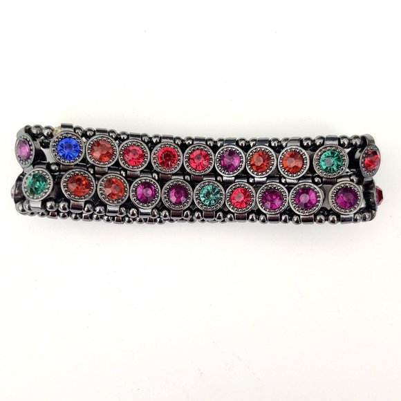 Hematite stretch bracelet with jewel toned beads - Picture 7 of 10
